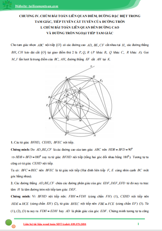 Chùm bài toán liên quan đến đường tròn
